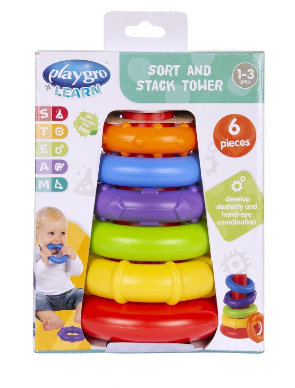 Playgro Sort And Stack Tower ของเล่นห่วงเรียงซ้อน - Kiddo Pacific