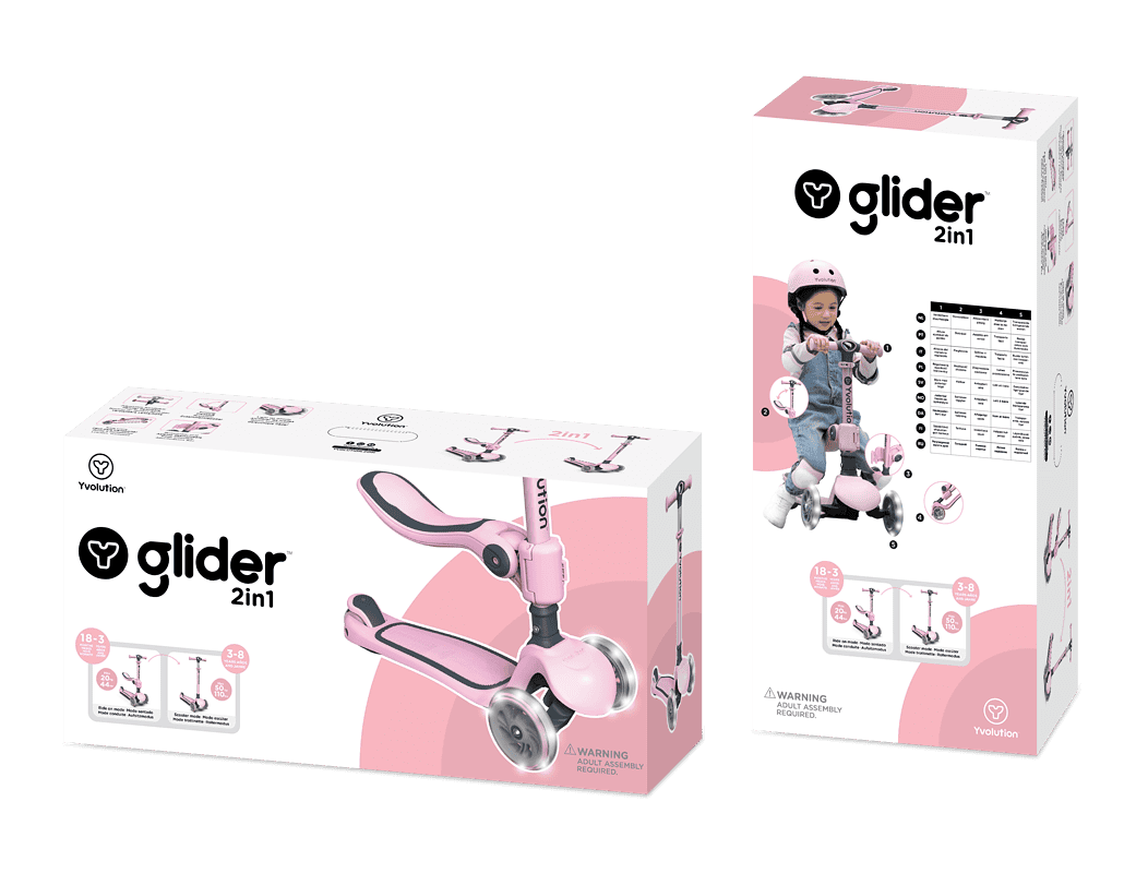 Yvolution Yglider 2 in 1 - Pink สกู๊ตเตอร์ - Kiddo Pacific