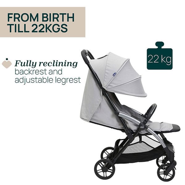 CHICCO GOODY XPLUS STROLLER-PEARL GREY 9