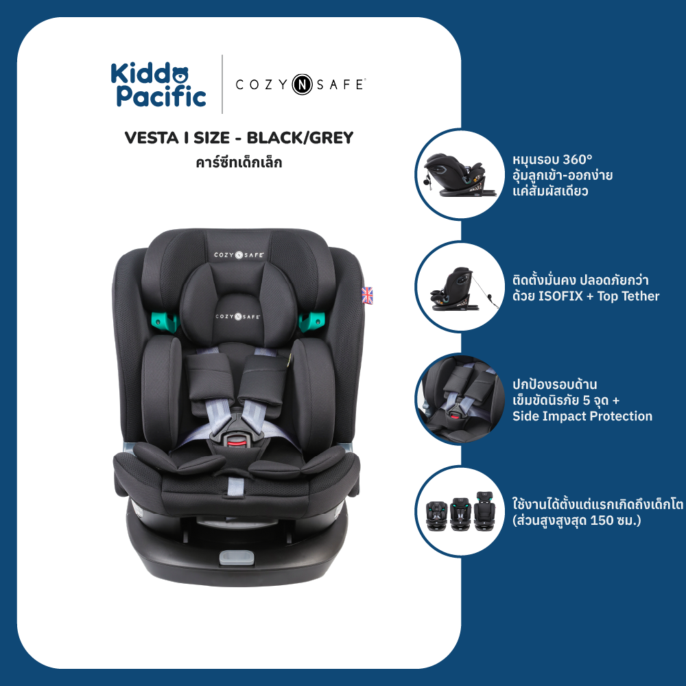 3 COZY N SAFE VESTA I SIZE- BLACK-GREY