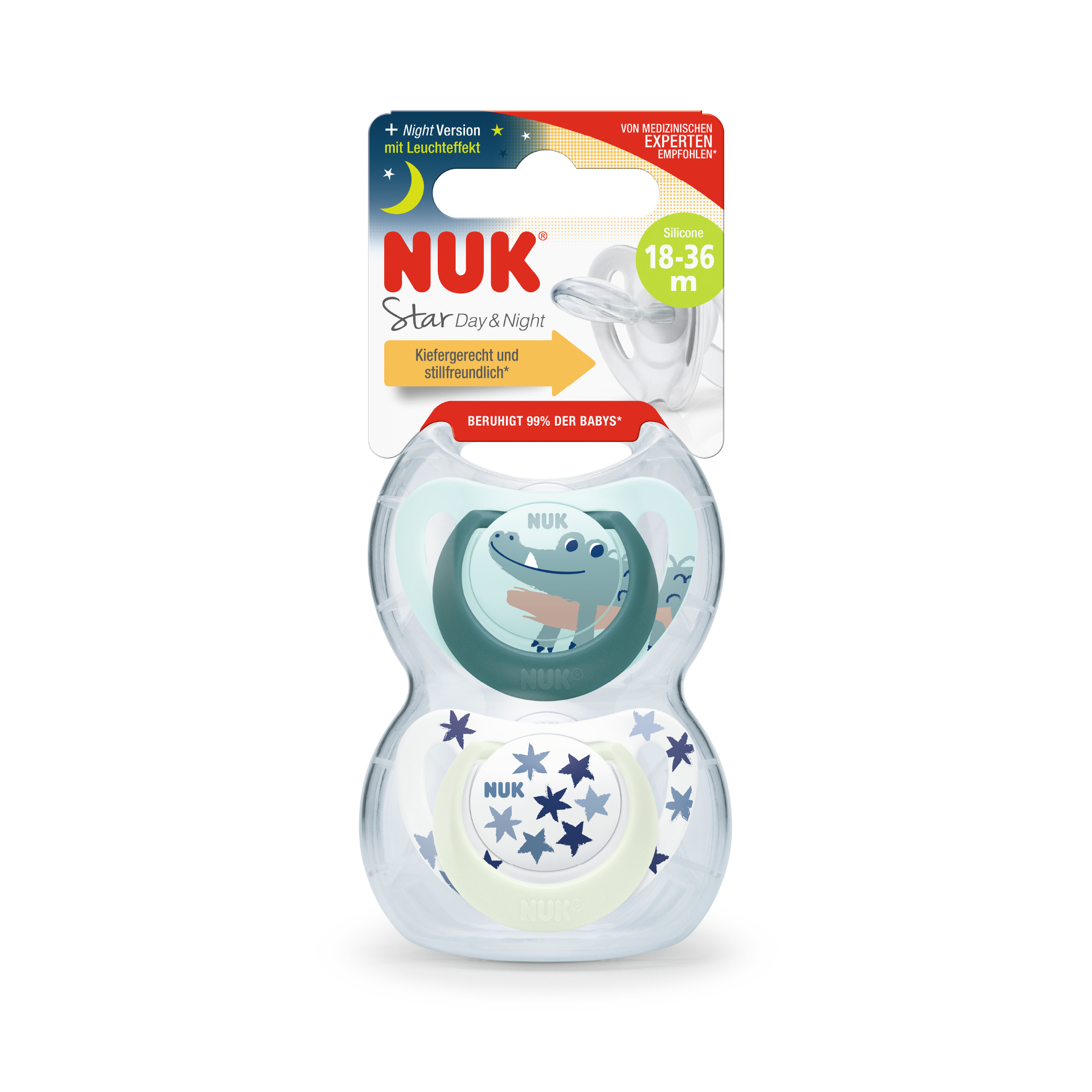 NUK PACIFIER STAR DAY & NIGHT SI3 2PCS_+ BLUE
