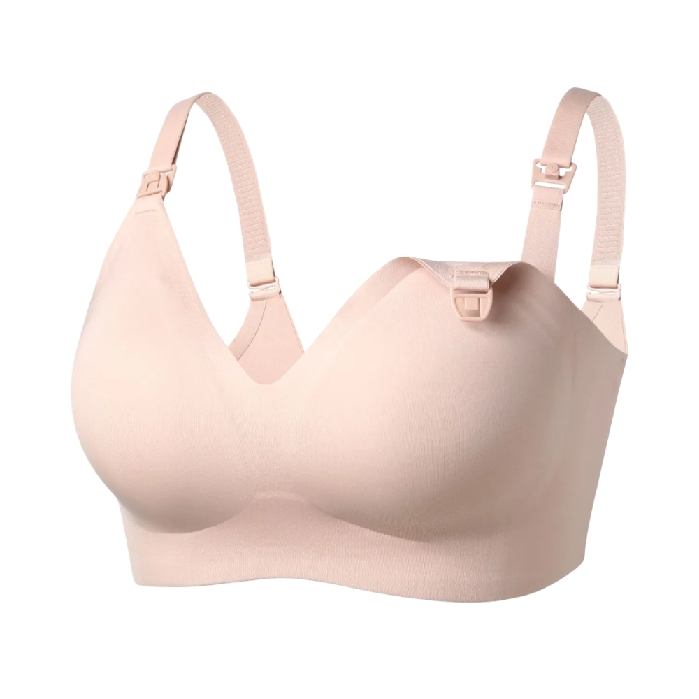 MOMCOZY CLASSIC ULTRA SOFT NURSING BRA - BEIGE L บราให้นม เสื้อในให้นม เนื้อผ้านุ่มพิเศษ สำหรับคุณแม่ตั้งครรภ์และให้นมบุตร