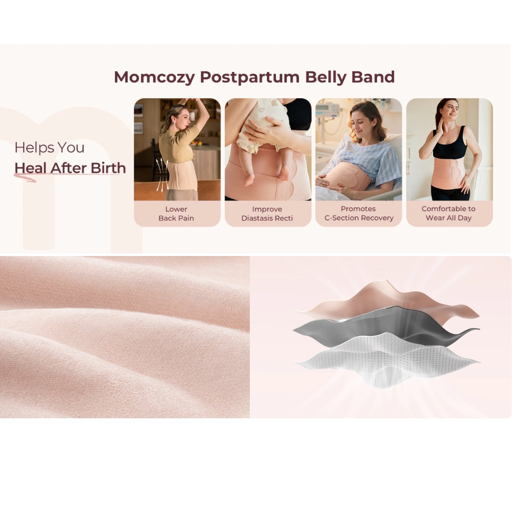 MOMCOZY ERGOWRAP POSTPARTUM BELLY WRAP - OYSTER PINK M สายรัดหน้าท้องหลังคลอด ช่วยกระชับหน้าท้อง รองรับเอว และฟื้นฟูสรีระคุณแม่หลังคลอด - Image 10