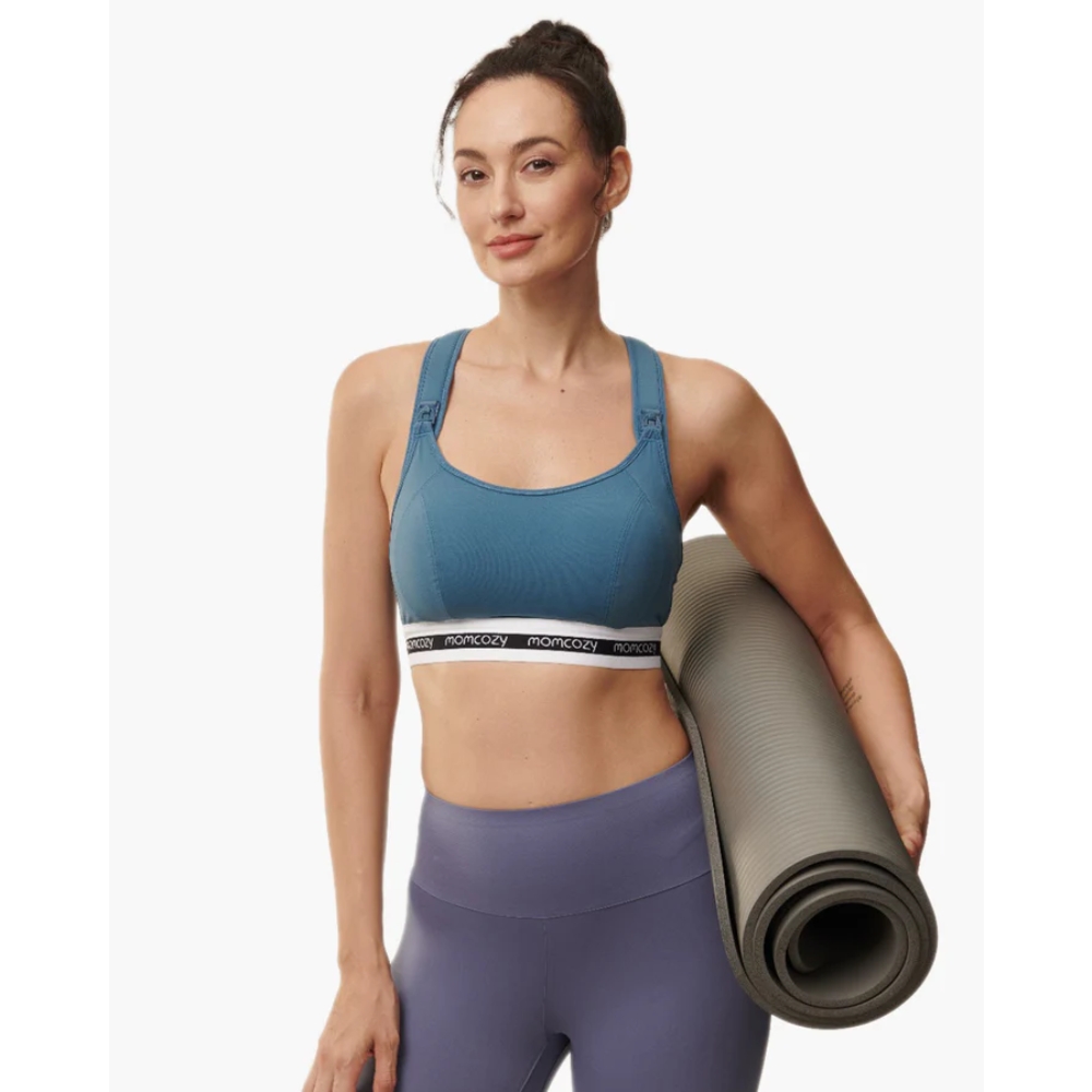 MOMCOZY ACTIVITY SPORTS BRA - BLUE L สปอร์ตบรา สำหรับคุณแม่ตั้งครรภ์ หลังคลอด และให้นมบุตร - Image 3