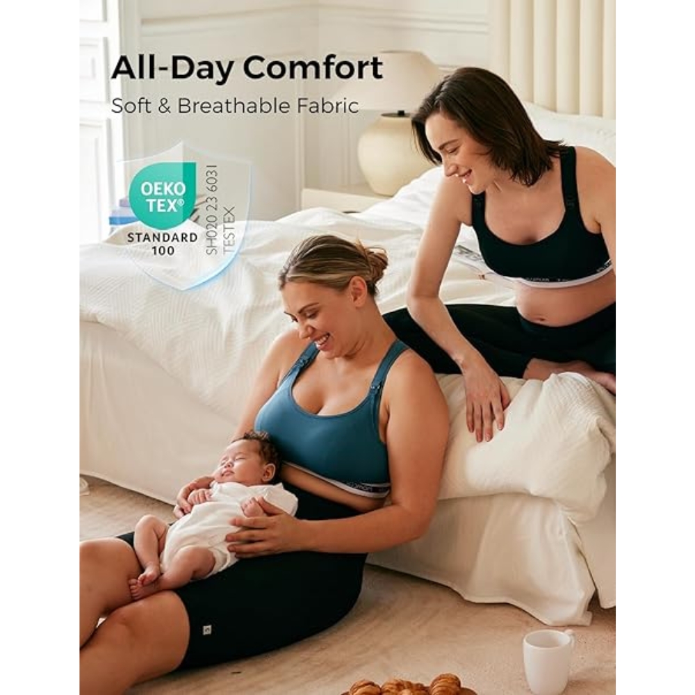 MOMCOZY ACTIVITY SPORTS BRA - BLUE L สปอร์ตบรา สำหรับคุณแม่ตั้งครรภ์ หลังคลอด และให้นมบุตร - Image 4