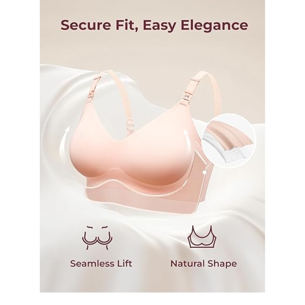 MOMCOZY CLASSIC ULTRA SOFT NURSING BRA - BEIGE L บราให้นม เสื้อในให้นม เนื้อผ้านุ่มพิเศษ สำหรับคุณแม่ตั้งครรภ์และให้นมบุตร - Image 4