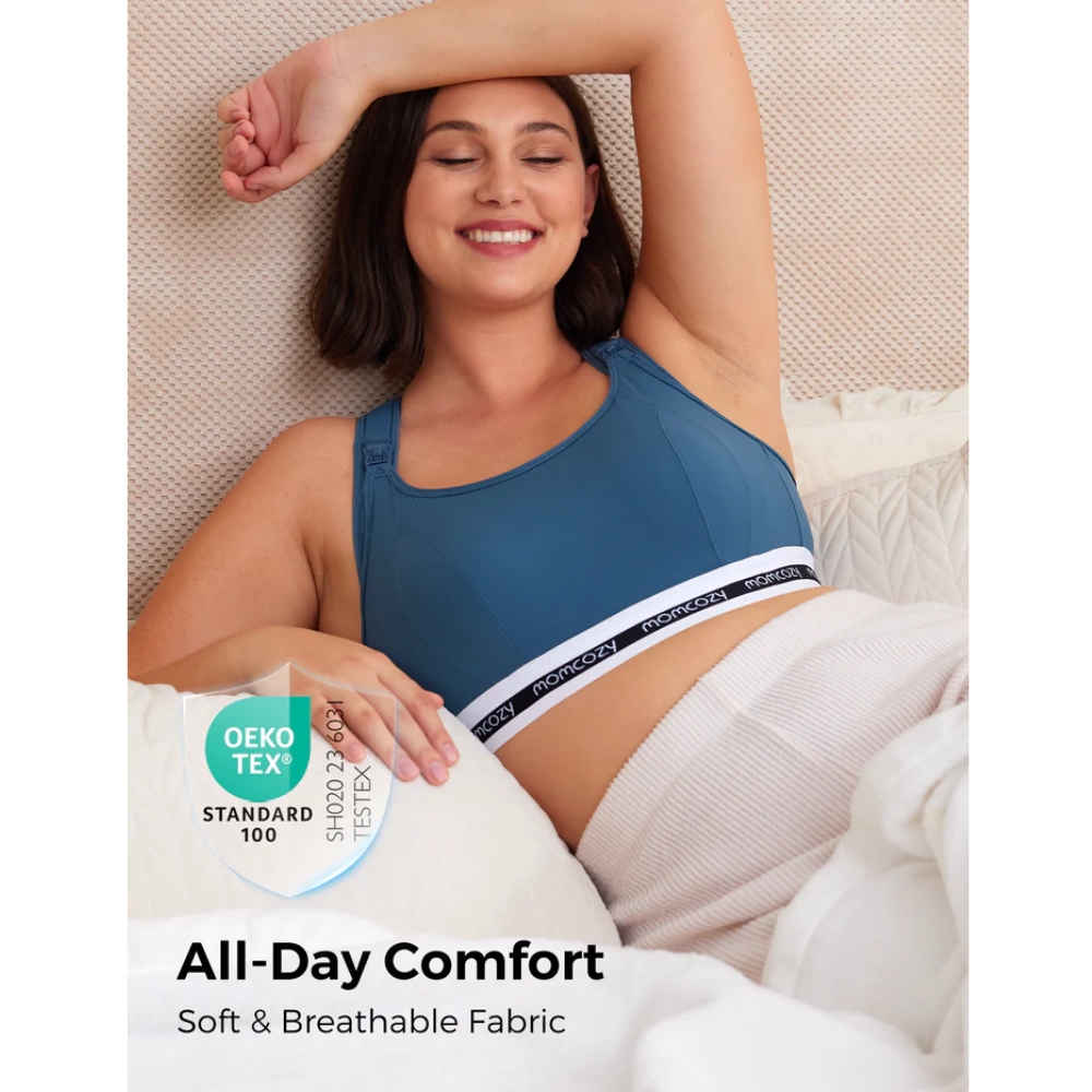 MOMCOZY ACTIVITY SPORTS BRA - BLUE L สปอร์ตบรา สำหรับคุณแม่ตั้งครรภ์ หลังคลอด และให้นมบุตร - Image 5