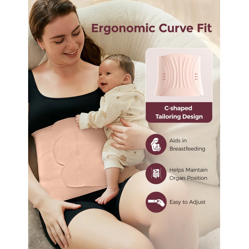 MOMCOZY ERGOWRAP POSTPARTUM BELLY WRAP - OYSTER PINK M สายรัดหน้าท้องหลังคลอด ช่วยกระชับหน้าท้อง รองรับเอว และฟื้นฟูสรีระคุณแม่หลังคลอด - Image 5