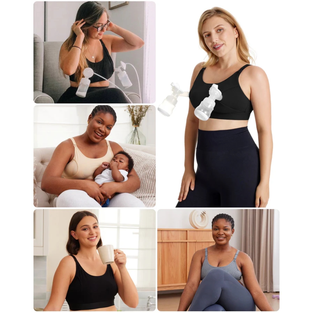 MOMCOZY PUMPING BRA - BEIGE M บราปั๊มนมแบบ Hands-Free สำหรับคุณแม่ให้นมบุตร - Image 6