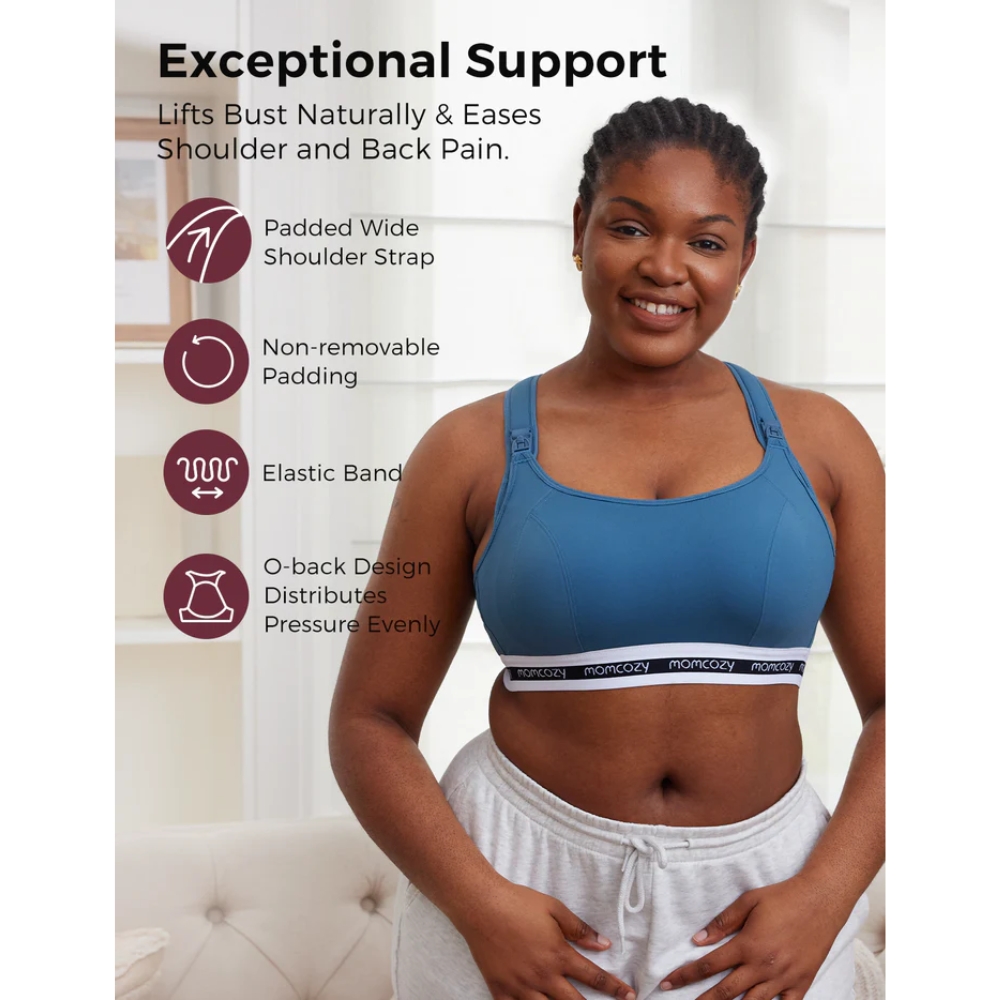 MOMCOZY ACTIVITY SPORTS BRA - BLUE L สปอร์ตบรา สำหรับคุณแม่ตั้งครรภ์ หลังคลอด และให้นมบุตร - Image 6