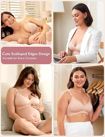 MOMCOZY JELLY STRIP SUPPORT NURSING BRA - OYSTER PINK M บราพยุงทรงสำหรับคุณแม่ตั้งครรภ์ ให้นมบุตรและปั๊มนม - Image 6