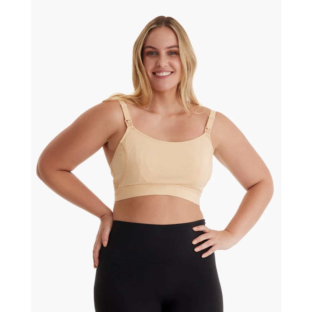 MOMCOZY PUMPING BRA - BEIGE L บราปั๊มนมแบบ Hands-Free สำหรับคุณแม่ให้นมบุตร - Image 2