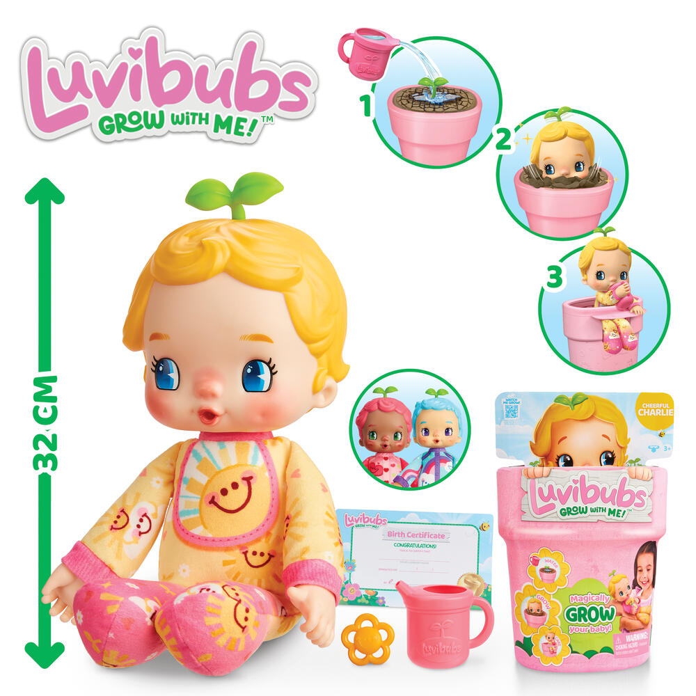 Luvibubs Doll ตุ๊กตาเด็กน้อยมหัศจรรย์ที่เติบโตจากกระถางดอกไม้ CHEERFUL CHARLIE - Image 3