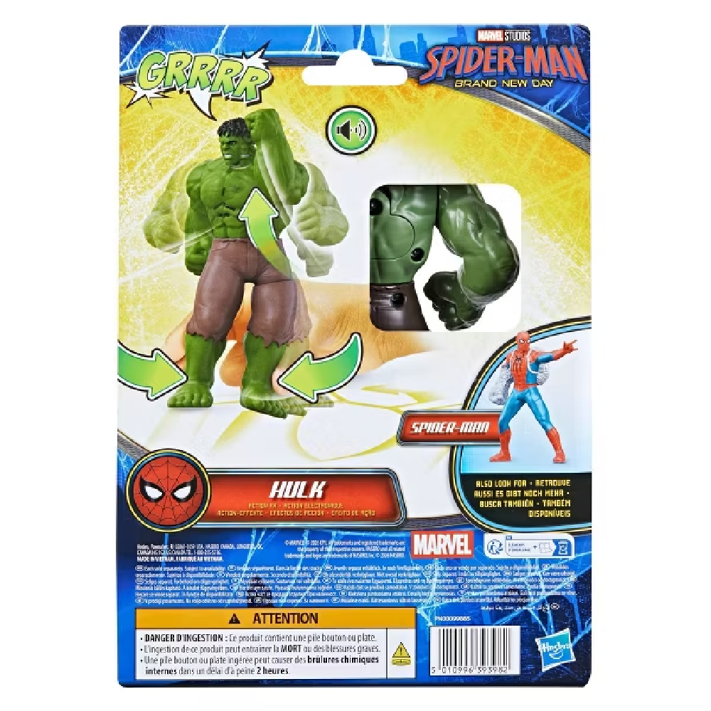 SPIDER-MAN BRAND NEW DAY ACTION FX - HULK FIGURE ฟิกเกอร์ฮัลค์ที่มาพร้อมฟังก์ชันเอฟเฟกต์เสียงการต่อสู้สุดกระหึ่ม - Image 11