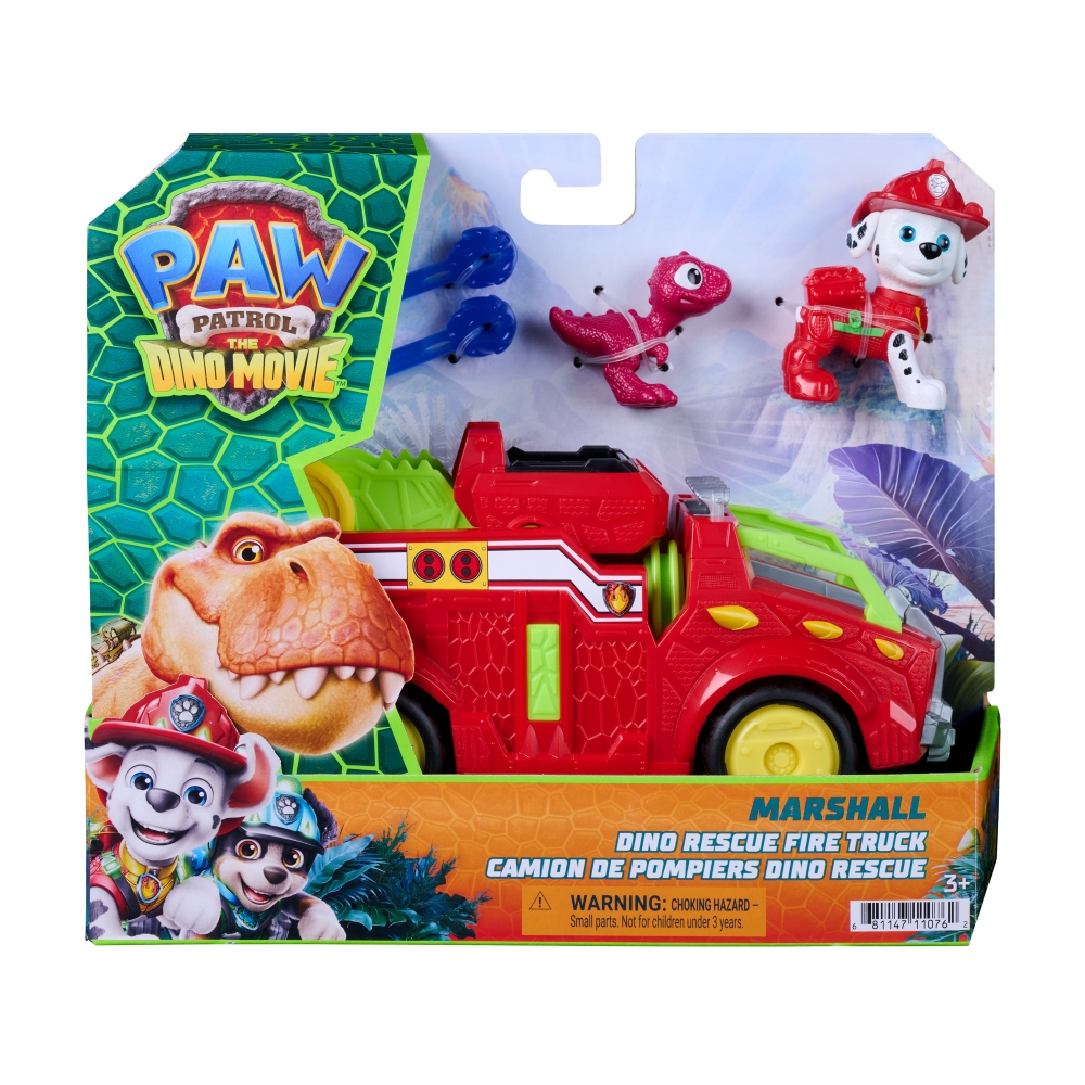 PAW PATROL THE DINO MOVIE DINO RESCUE FIRE TRUCK - MARSHALL ฟิกเกอร์รถของเล่น