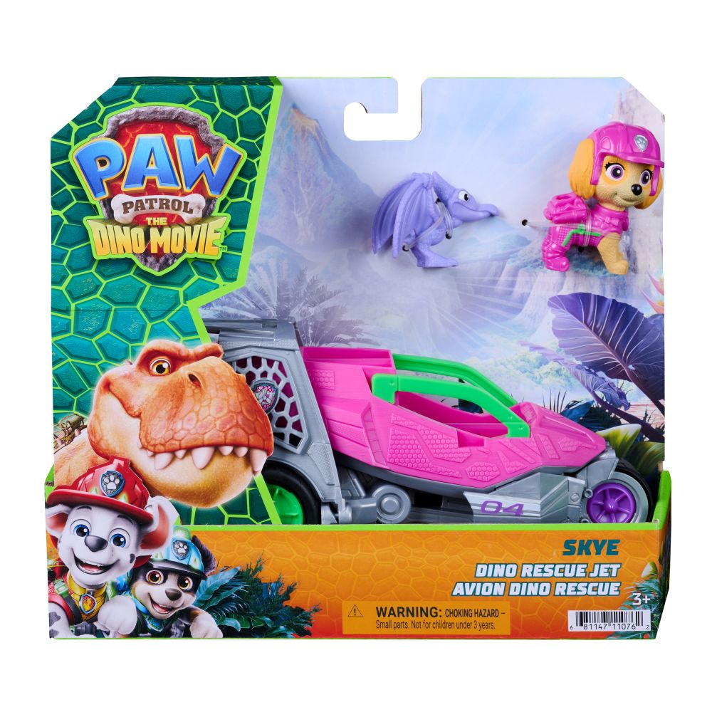 PAW PATROL THE DINO MOVIE DINO RESCUE JET - SKYE ฟิกเกอร์รถของเล่น