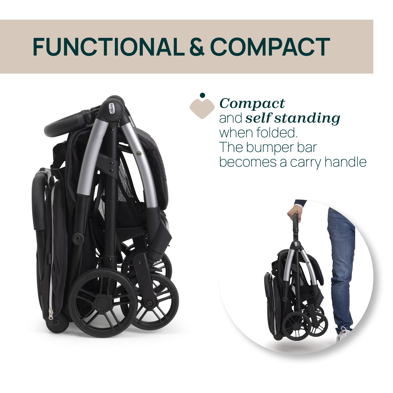 CHICCO GOODY XPLUS STROLLER - EBONY รถเข็นเด็กดีไซน์พรีเมียม - Image 3