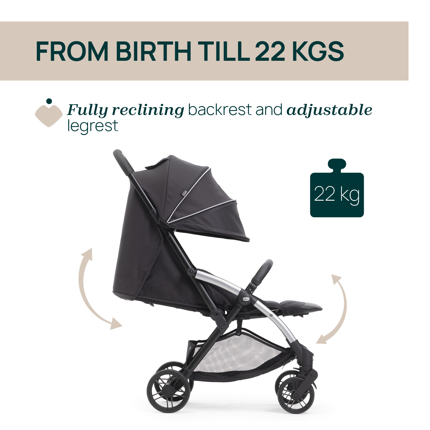 CHICCO GOODY XPLUS STROLLER - EBONY รถเข็นเด็กดีไซน์พรีเมียม - Image 6