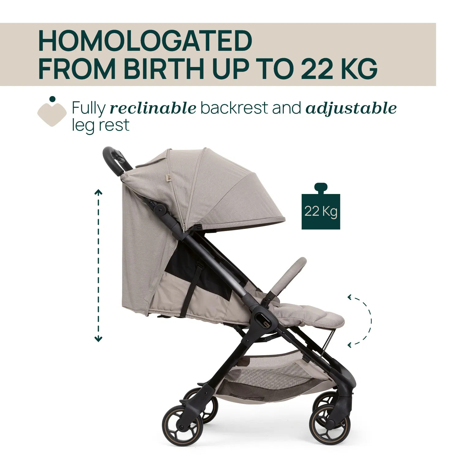 CHICCO WE 2 STROLLER - PEBBLE รถเข็นเด็กน้ำหนักเบา - Image 5