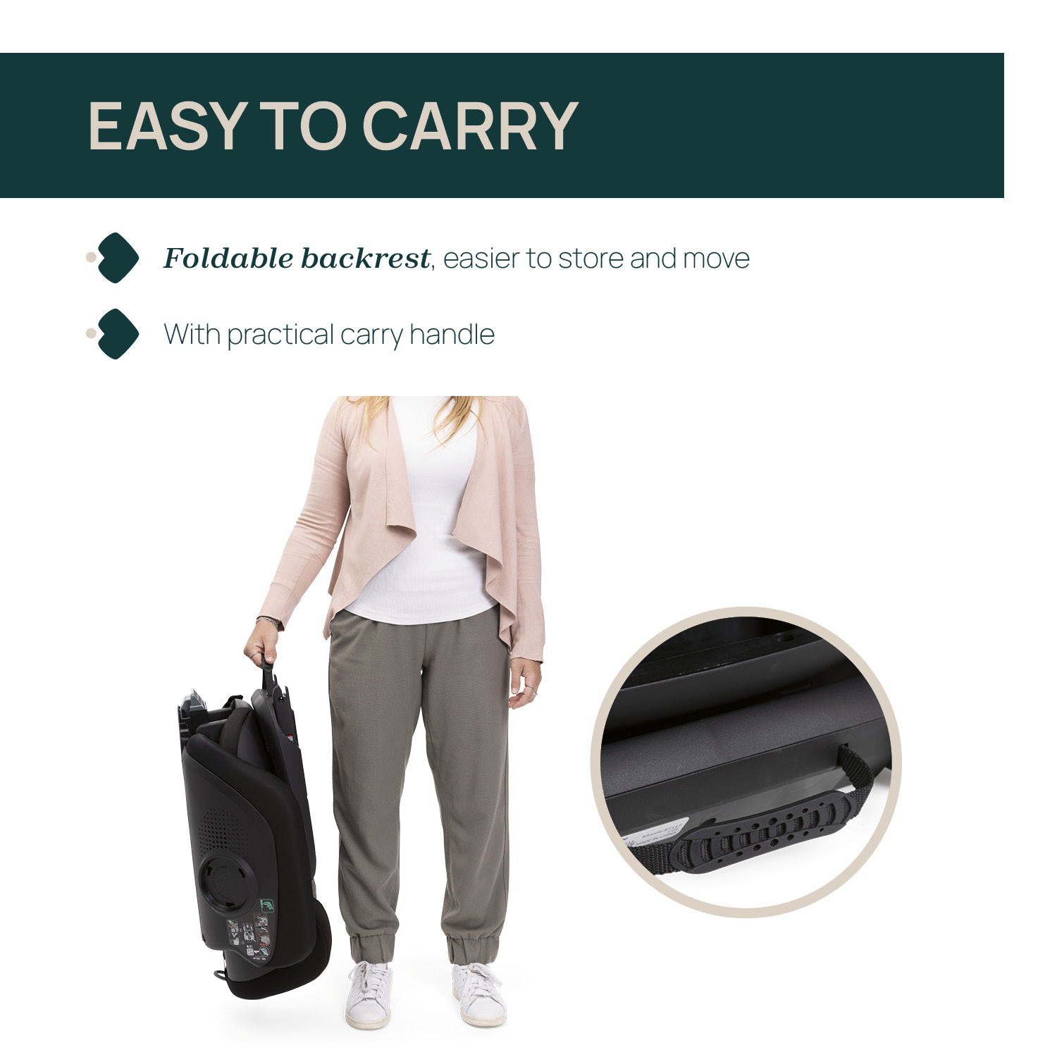 CHICCO FOLD&GO S I-SIZE BABY CAR SEAT - POSH BLACK คาร์ซีทสำหรับเด็กโตแบบมีพนักพิง - Image 4