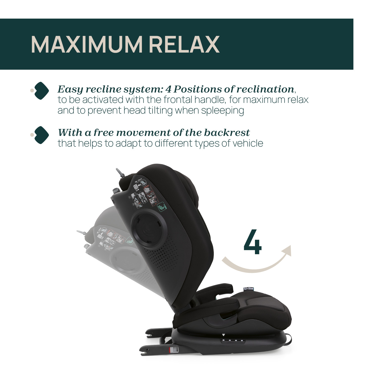 CHICCO FOLD&GO S I-SIZE BABY CAR SEAT - POSH BLACK คาร์ซีทสำหรับเด็กโตแบบมีพนักพิง - Image 5