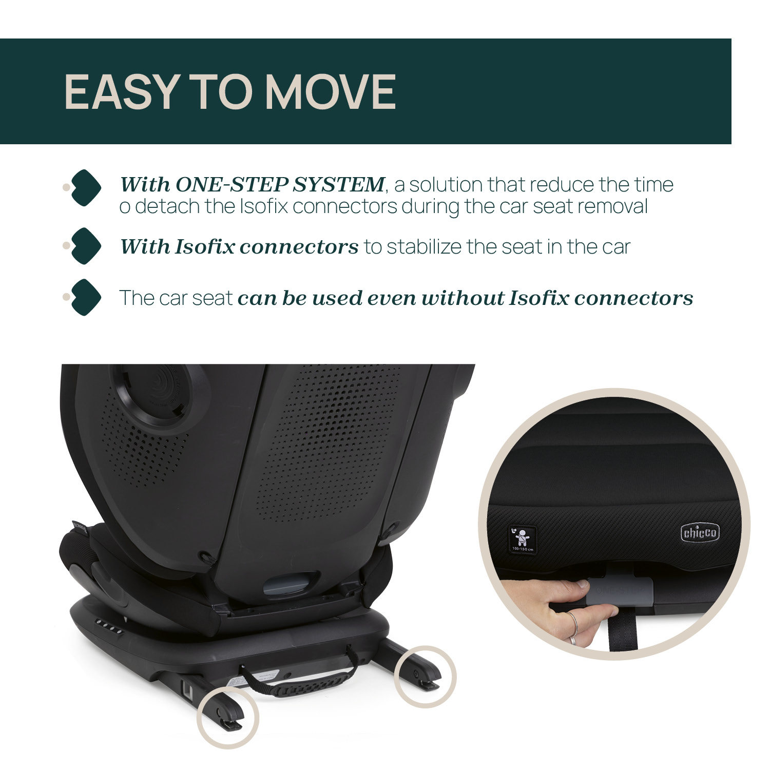 CHICCO FOLD&GO S I-SIZE BABY CAR SEAT - POSH BLACK คาร์ซีทสำหรับเด็กโตแบบมีพนักพิง - Image 6