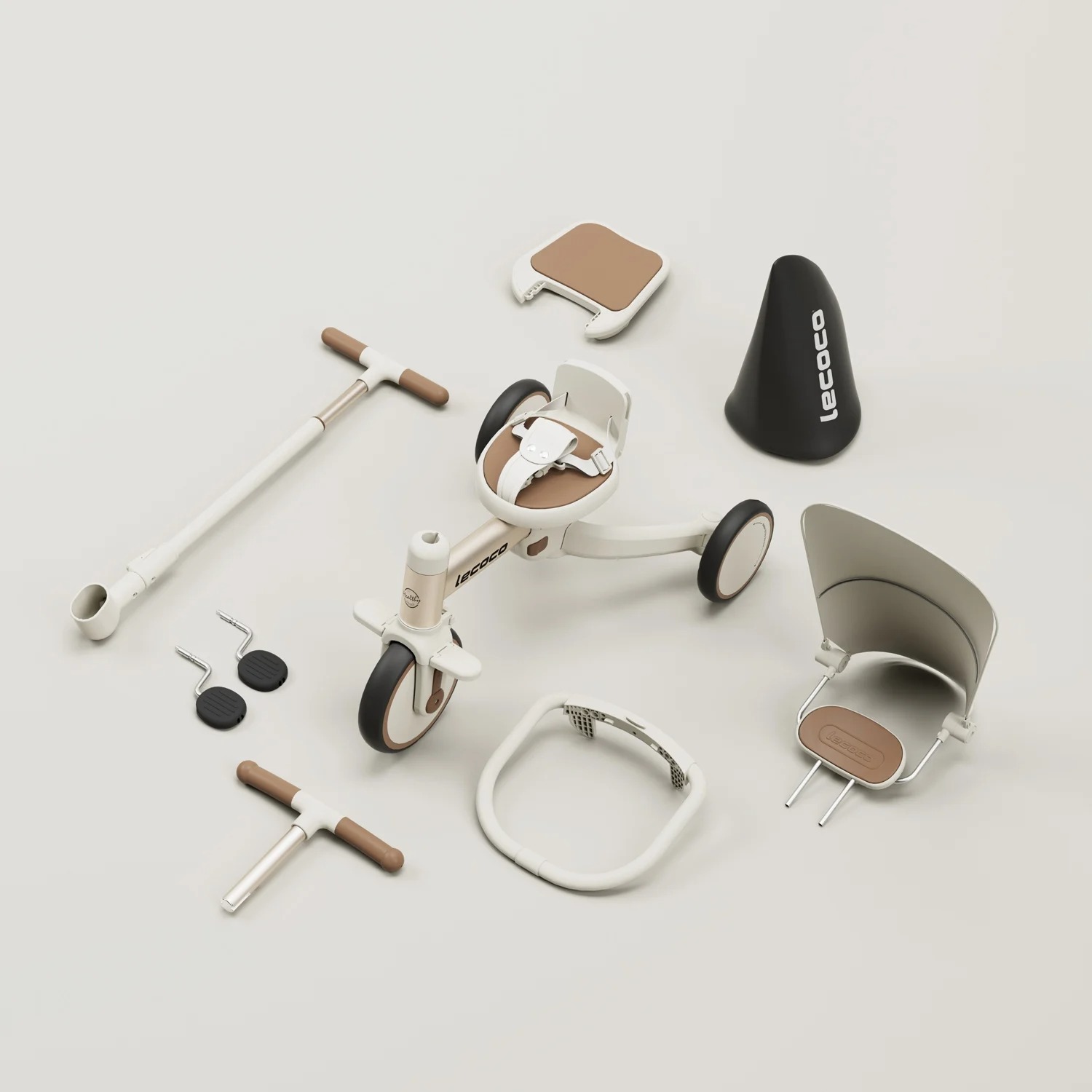 LECOCO TRICYCLE WALKER S3 MAX - WHITE รถสามล้อเด็กอเนกประสงค์ 4-in-1 - Image 3