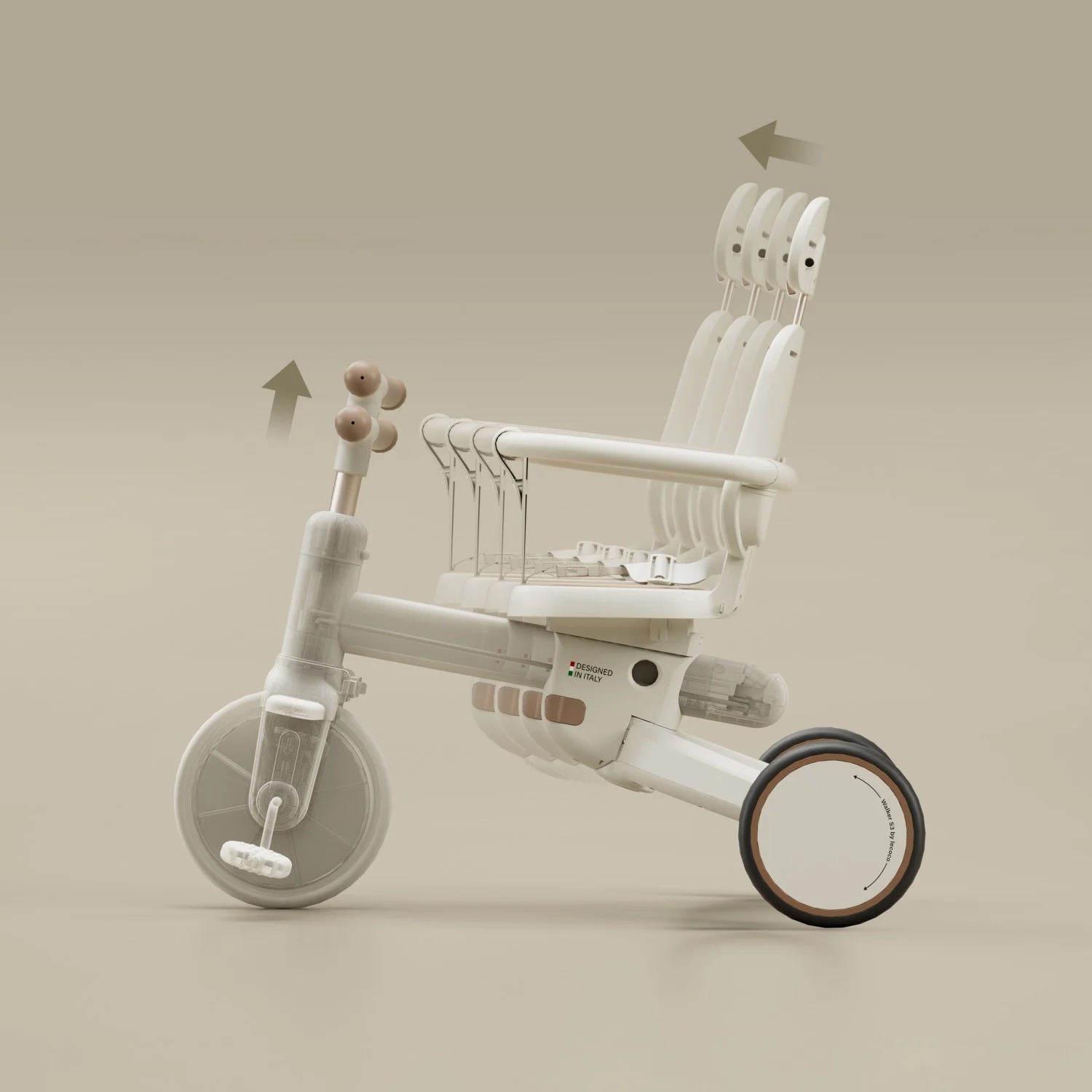 LECOCO TRICYCLE WALKER S3 MAX - WHITE รถสามล้อเด็กอเนกประสงค์ 4-in-1 - Image 2