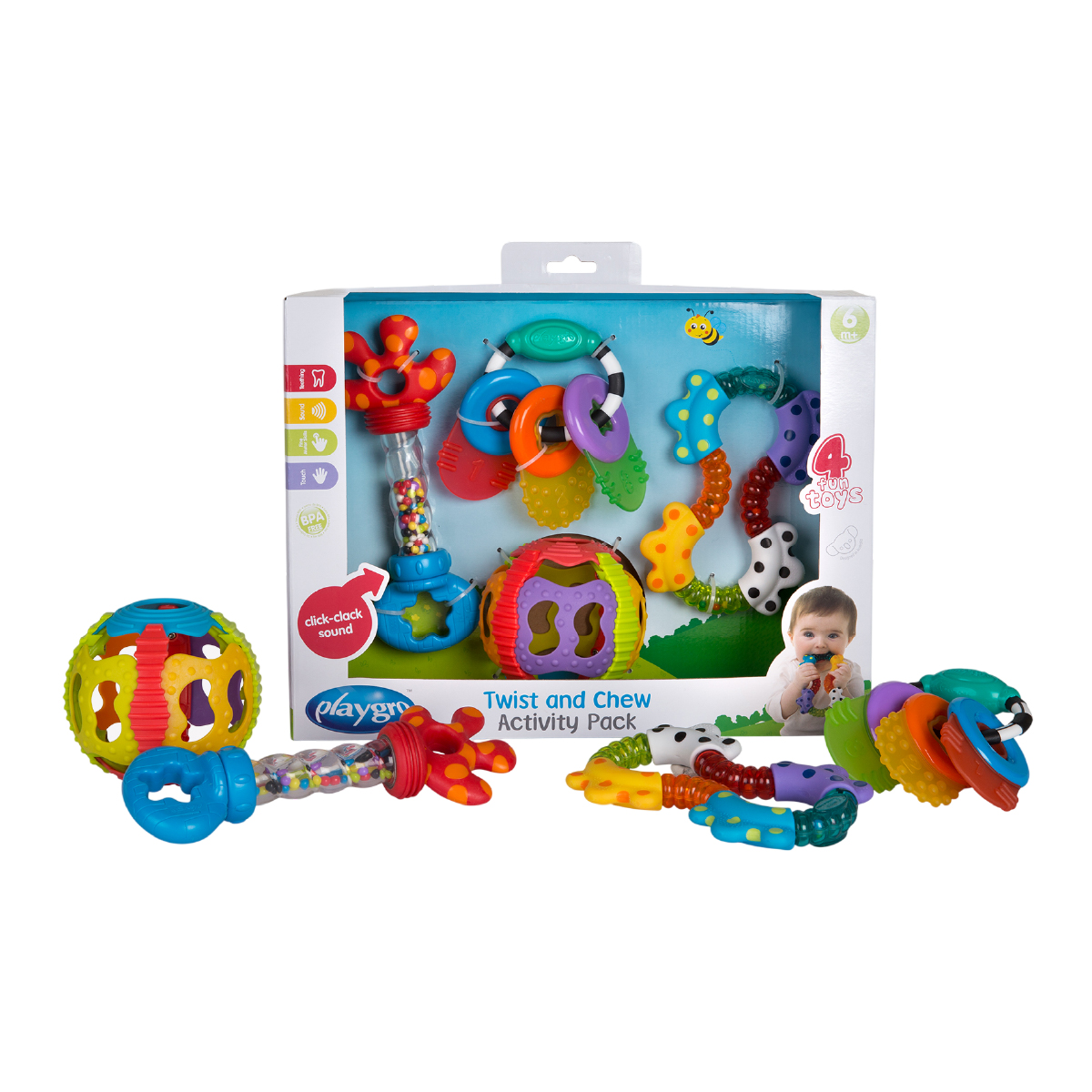 PLAYGRO RATTLE AND CHEW GIFT PACK ชุดเซตของเล่นเขย่าและยางกัด